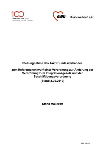 AWO Mittelrhein Fachdienste Integration Migration - Stellungnahme des AWO Bundesverbandes1 - Vorschaubild
