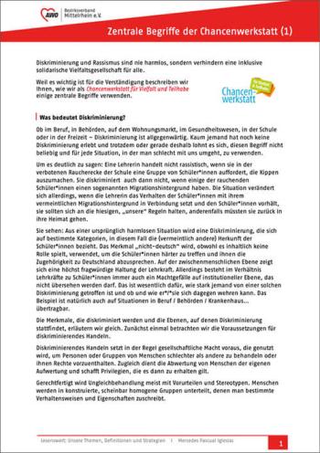 AWO Mittelrhein – Fachdienst Migration und Integration – Zentrale Begriffe der Chancenwerkstatt - Vorschaubild