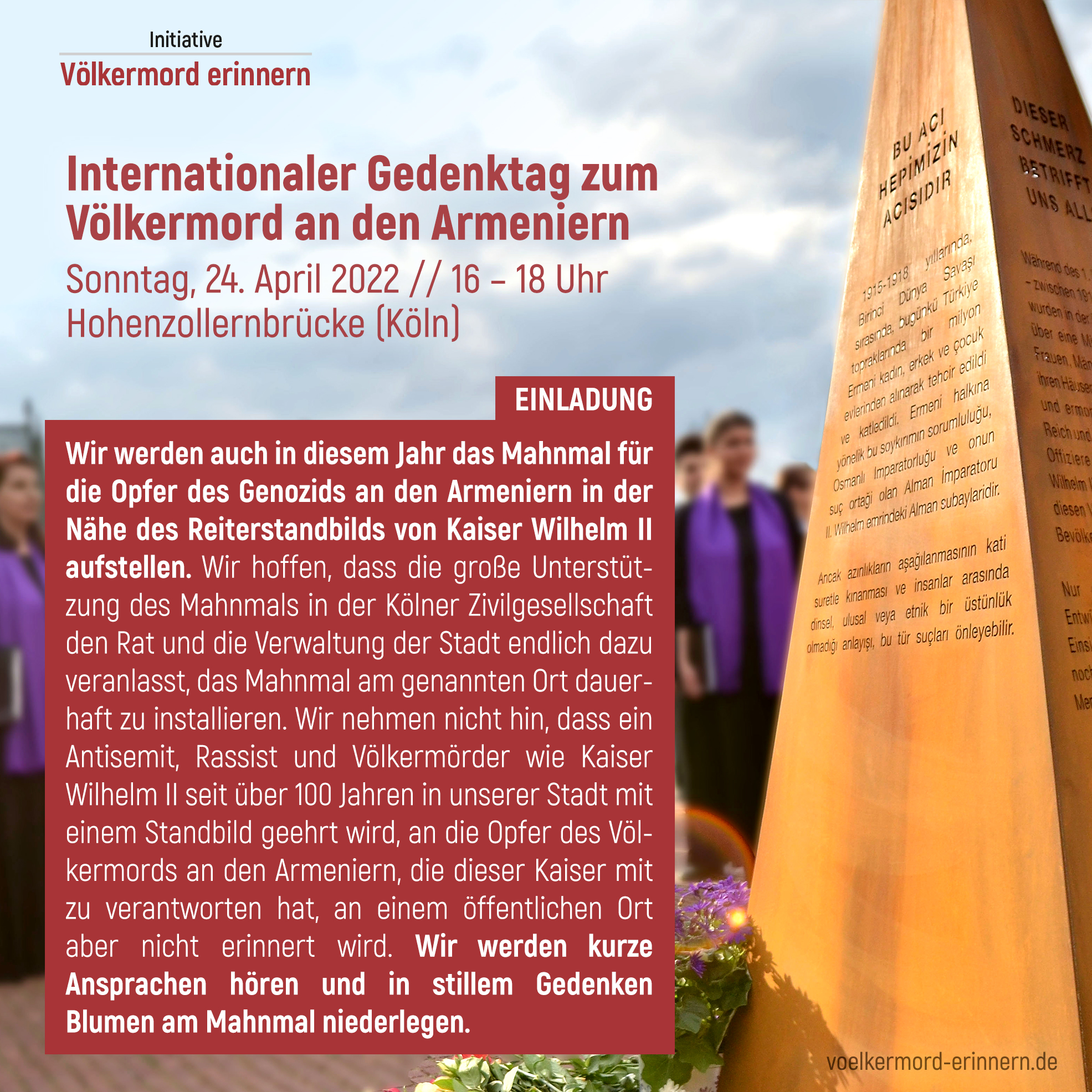 Einladung - Internationaler Gedenktag des Völkermordes an den Armeniern 24. April 2022